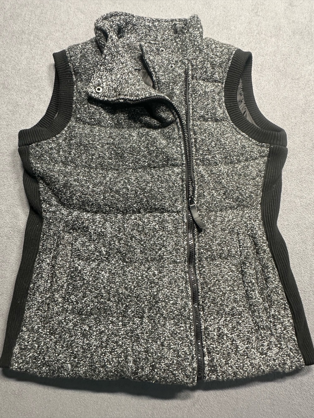 Marc New York Black & Gray Quilted Knit Vest with Ribbed Sides
